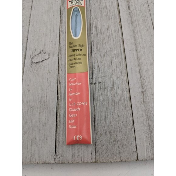 Vintage J&P Coats Neck Opening Metal Zipper 22" Ciel Blue 3 - Picture 3 of 4